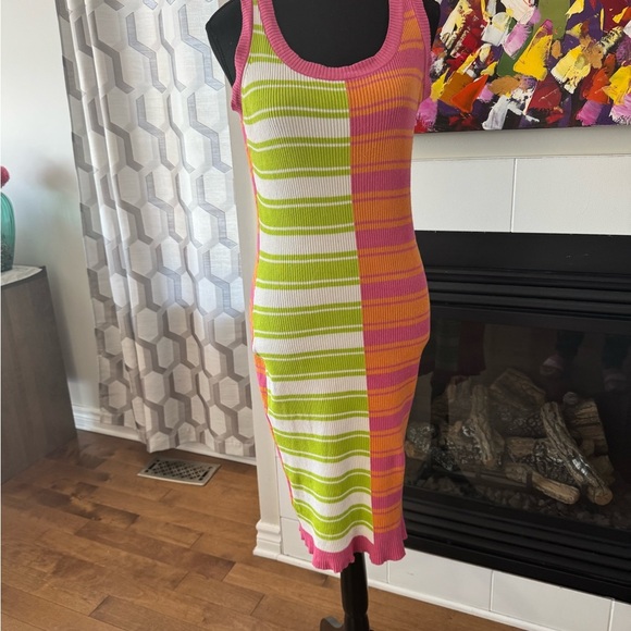 Circus by Sam Edelman Green and Orange Asymmetrical Sheath Dress - Picture 1 of 8